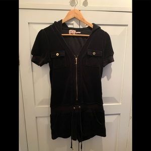 Juicy Couture Black Terry Hoodie Romper.